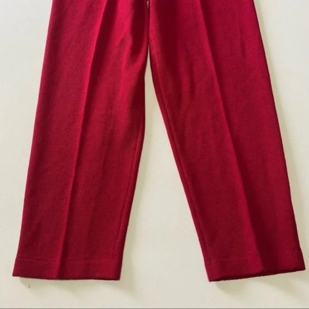 Vintage St. John Collection Santana Knit Red Pleated Pants Women’s Size 6 - Picture 7 of 9